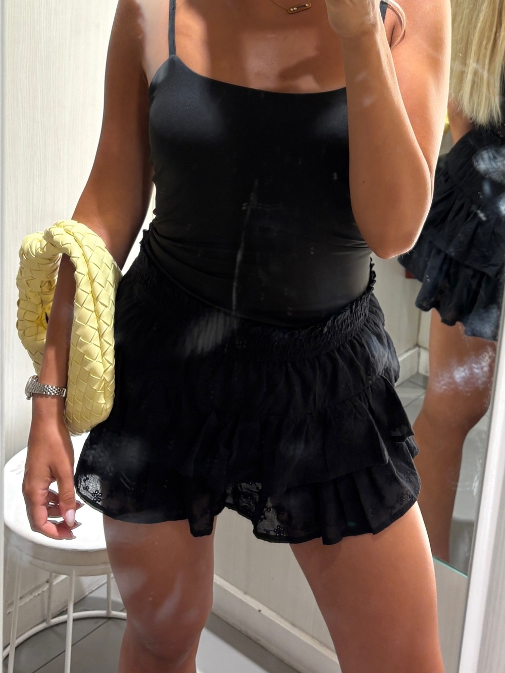 Black Ruffled Mini Skirt - Picture 3 of 7